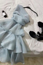 Elegant One Shoulder Homecoming Dress Blue A Line Mini Party Dress Y7665