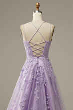 Elegant Lavender Prom Dresses A line Evening Dress Applique Party Gown Y1129