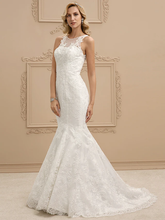 Wedding Dresses Bateau Neck  All Over Lace Regular Straps Sexy Illusion Detail Backless with Beading Appliques