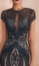 Glamorous Mermaid Beadings Long Prom Dress With Short Sleeves