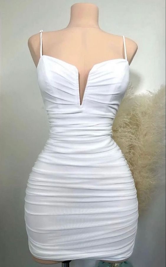 Cute White Straps Homecoming Dress Sexy Bodycon Dress Y1917 – Anna PromDress