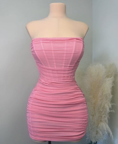 Lovely Pink Strapless Homecoming Dress Sexy Party Dress Club Dress Y1916