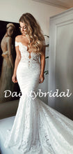 Simple Off-shoulder Mermaid Lace Long Wedding Dresses.DB10783