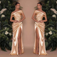 Off The Shoulder Charmeuse Prom Dress Split Ruffle Mermaid