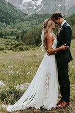 Sweetheart Chiffon Spaghetti Strap Lace Beach Wedding Dresses