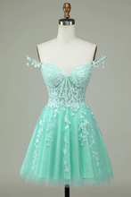 Cute A Line Spaghetti Straps Grey Short Homecoming Dress with Appliques Y2397