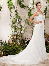 Wedding Dresses V Neck Chapel Train Lace Sleeveless