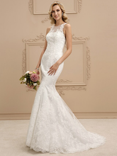 Wedding Dresses Bateau Neck  All Over Lace Regular Straps Sexy Illusion Detail Backless with Beading Appliques