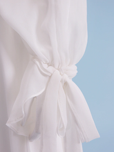 Wedding Dresses V Neck Court Train Chiffon Long Sleeve with Beading