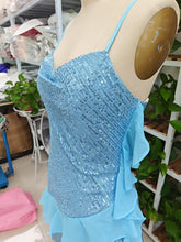 Beautiful Blue Halter Sequins Chiffon Ruffles Cocktail Dress Homecoming Dress Y8251