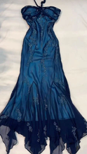 Vintage Halter Beaed Navy Blue Chiffon Mermaid Prom Dress Long Party Evening Dress Y7504