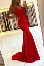 Scarlet Siren Open Back Mermaid Prom Dress with Delicate Appliques