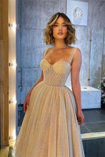 Glitter A-line Sweetheart Tulle Prom Dress with Straps