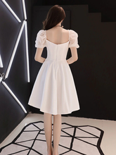 White Satin Short Prom Dress White Homecoming Dress Y2423