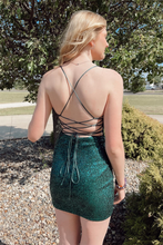 Straps Dark Green Cowl Neck Tight Mini Dress Dark Green Homecoming Dress Y2948