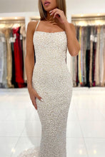 Spaghetti Straps Sequins Mermaid Prom Dress with Open Back