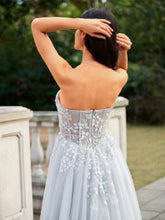 Beautiful A-Line/Princess Tulle Applique Sweetheart Sleeveless Court Train Long Prom Dresses GJS912