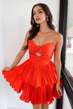 A-Line Strapless Keyhole Short Orange Homecoming Dress PD538