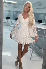 A-Line Bell Sleeves Short Ivory Lace Homecoming Dress Graduation Dresses PD495