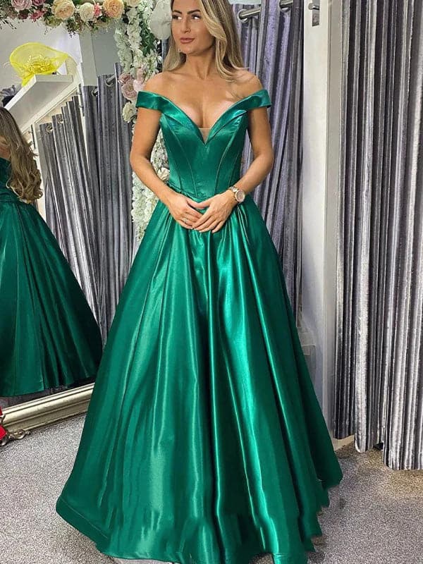 Green Prom Dresses Satin Evening Dresses SYP42