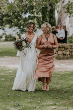 A-line Long Sleeve Deep V-neck Lace Backless Wedding Dresses Long Bridal Dresses,MW343