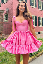 A-line Pink Ruffle Cute Sweetheart Homecoming Dresses PD491