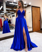 Sunnderly A-line Spaghetti Straps Corset Back Prom Dress With Split