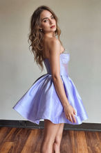 A-line Strapless Sheer Corset Bodice Lavender Homecoming Dress PD539