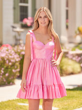 A-line Sweetheart Ruffled Homecoming Dress With Bow Straps SYH104