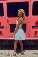 A-line V Neck Sequin Pink Homecoming Dresses Short Party Dresses PD489