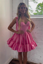 A-line Pink Ruffle Cute Sweetheart Homecoming Dresses PD491