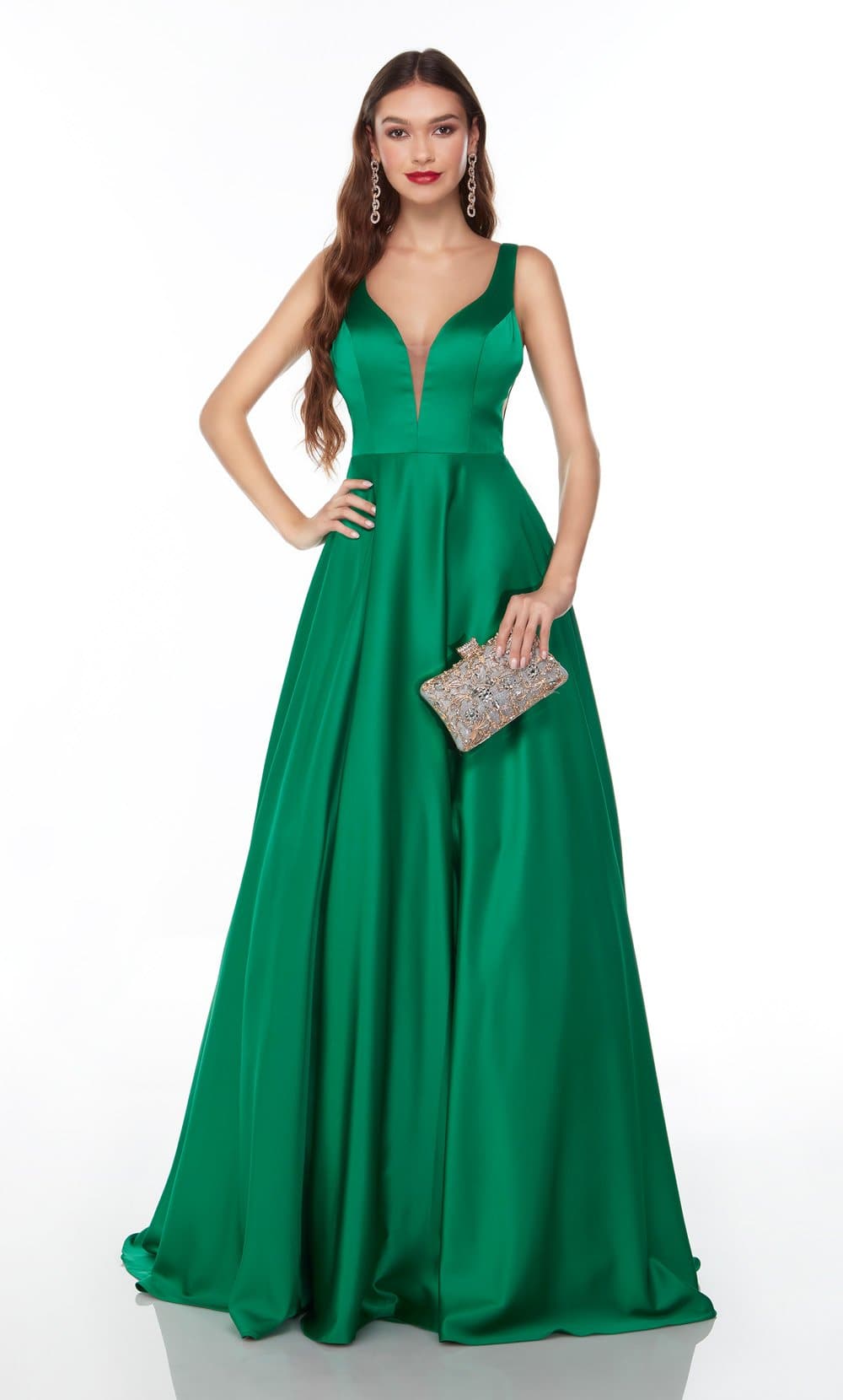 Long Prom Gown Plunging Neckline SYP8