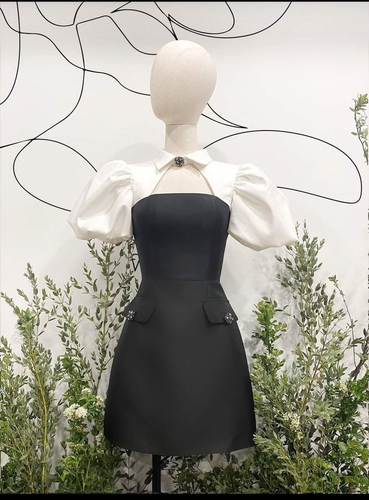 New Arrival A-line Homecoming Dress Puffy Sleeves Graduation Dress Y2551