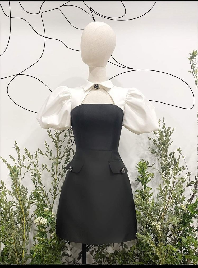 New Arrival A-line Homecoming Dress Puffy Sleeves Graduation Dress Y2551