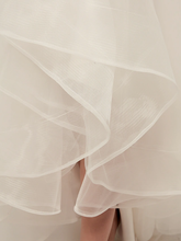 A-Line Wedding Dresses V Neck Asymmetrical Tulle Spaghetti Strap Simple Casual Little White Dress with Side-Draped