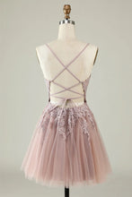 A Line Spaghetti Straps Tulle Short Grey Blue Homecoming Dress PD527