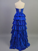 A Line Strapless Sweetheart Long Prom Dress with Keyhole