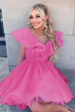 A Line V Neck Organza Ruffles Homecoming Dress SYH105