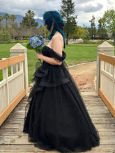 A Line Off-the-Shoulder Appliques Lace Tulle Long Corset Prom Dress