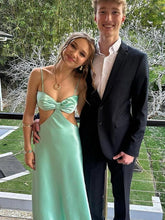 Aqua Sexy Bow Front Cutouts Long Prom Maxi Dress