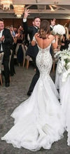 Attractive Off Shoulder Lace Mermaid Long Wedding Dress with Appliques, MW118