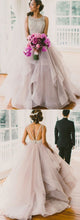 Gorgeous Sparkly Beading Top Organza Ruffles Sleeveless Open Back  Ball Gown Wedding Dress, WD0125