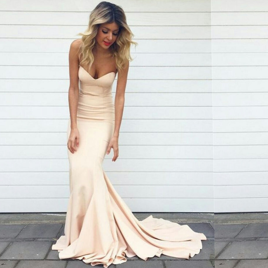 Simple Chiffon Bridesmaid Dresses Mermaid Sweetheart Neck Prom Dresses