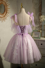 Cute Purple Sleeveless Lace Up Princess Short Homecoming Dresses