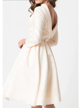 A-Line Wedding Dresses Jewel Neck Knee Length Charmeuse  Length Sleeve Vintage Little White Dress 1950s Cute with Draping