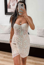 Sweetheart Sequined Corset Short Homecoming Dress Y4430