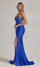Royal Blue Prom Dress with Lace Bodice SYP55