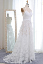 Beautiful A-line V-neck Lace Straps Long Wedding Dresses, Bridal Dress, MW523