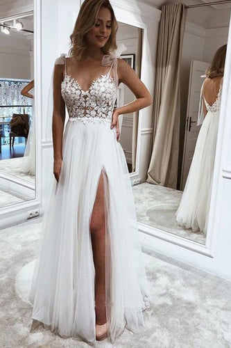 Beautiful Lace A-line Spaghetti Straps Wedding Dresses, Bridal Gown, MW576