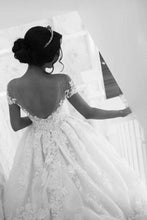 Beautiful White Lace A-line Illusion Neck Wedding Dresses, Bridal Gown, MW563